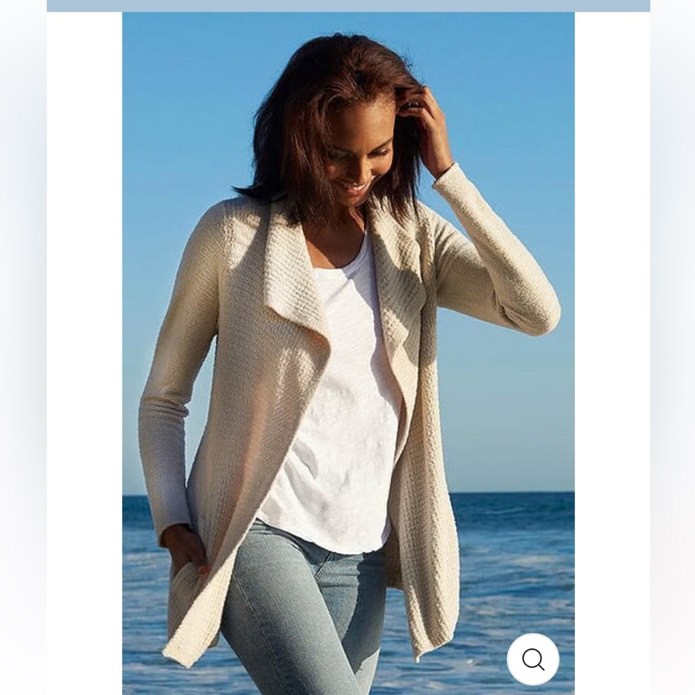 BAREFOOT DREAMS Cozy Chic Lite Coastal Cardi Size XS Soft Waffle Knit Tan Lounge